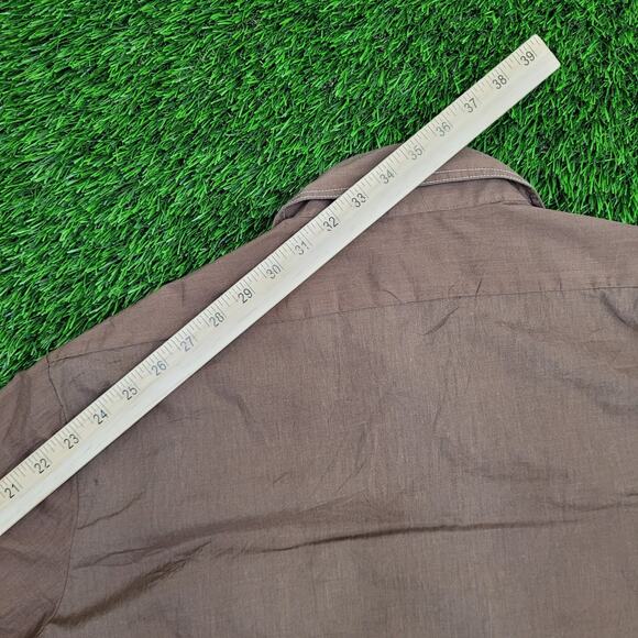 Vintage 70s Van-Cort MOD Button Shirt XL 24x30 Brown - Picture 3 of 12